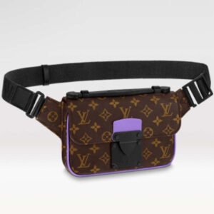 Louis Vuitton LV Unisex S Lock Sling Bag Purple Monogram Macassar Coated Canvas | AlmaBagz
