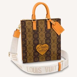 Louis Vuitton LV Unisex Sac Plat Cross Monogram Stripes Brown Coated Canvas | AlmaBagz