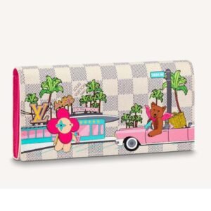 Louis Vuitton LV Unisex Sarah Wallet Pink Damier Azur Canvas | AlmaBagz
