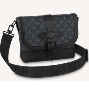 Louis Vuitton LV Unisex Saumur Messenger Monogram Eclipse Coated Canvas Black | AlmaBagz
