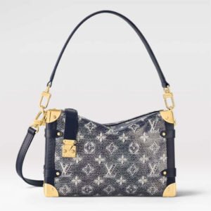Louis Vuitton LV Unisex Side Trunk Blue Monogram Coated Canvas Cowhide Leather | AlmaBagz