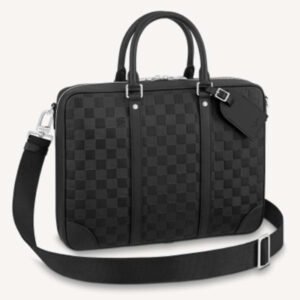 Louis Vuitton LV Unisex Sirius Briefcase Black Damier Infini Onyx Cowhide Leather | AlmaBagz