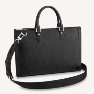 Louis Vuitton LV Unisex Slim Briefcase Black Taiga Cowhide Leather | AlmaBagz