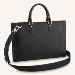 Louis Vuitton LV Unisex Slim Briefcase Black Taiga Cowhide Leather LV Signature | AlmaBagz