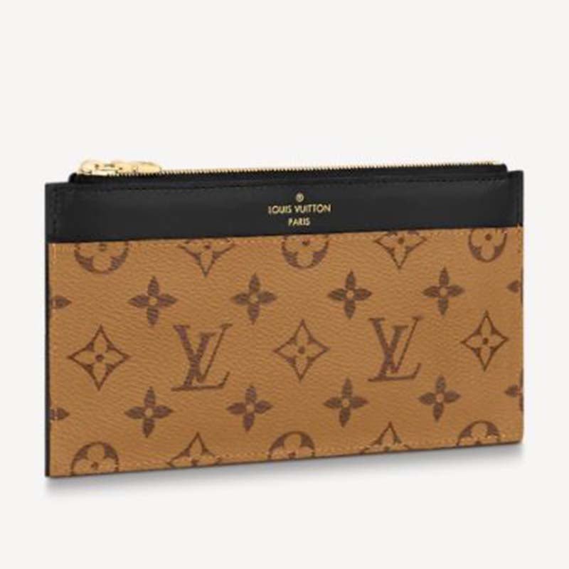 Louis Vuitton LV Unisex Slim Purse Black Monogram Reverse Coated Canvas Cowhide Leather | AlmaBagz