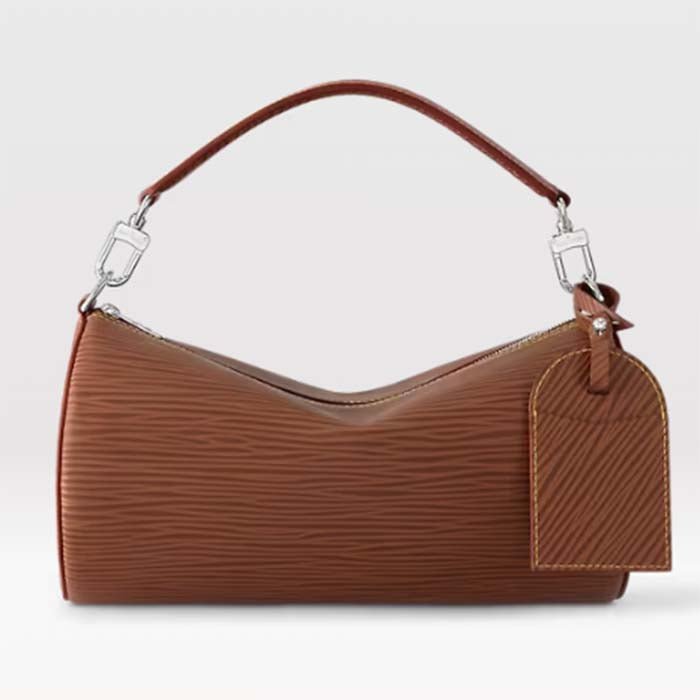 Louis Vuitton LV Unisex Soft Polochon MM Cognac Calf Leather Textile Lining | AlmaBagz