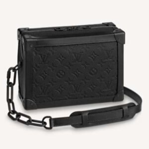 Louis Vuitton LV Unisex Soft Trunk Bag Monogram-Embossed Black Taurillon Cowhide Leather | AlmaBagz