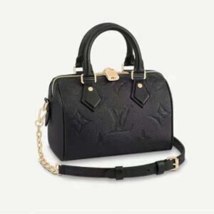 Louis Vuitton LV Unisex Speedy Bandoulière 20 Black Embossed Grained Cowhide Leather | AlmaBagz