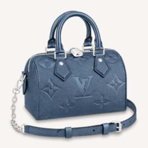 Louis Vuitton LV Unisex Speedy Bandoulière 20 Navy Nacre Embossed Grained Cowhide Leather | AlmaBagz