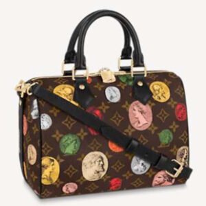 Louis Vuitton LV Unisex Speedy Bandoulière 25 Handbag Monogram Cameo Printed Canvas Cowhide | AlmaBagz