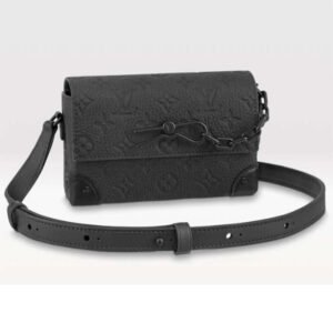 Louis Vuitton LV Unisex Steamer Wearable Wallet Black Embossed Cowhide Leather | AlmaBagz