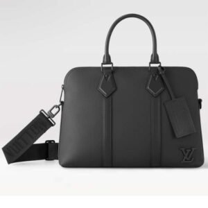 Louis Vuitton LV Unisex Takeoff Briefcase Black Grained Calf Leather Cowhide Textile Lining | AlmaBagz