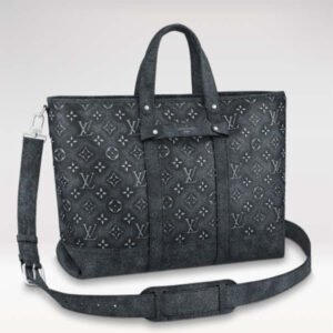 Louis Vuitton LV Unisex Tote Journey Carryall Bag Black Charcoal Cowhide Leather | AlmaBagz
