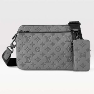Louis Vuitton LV Unisex Trio Messenger Anthracite Gray Calf Leather Cowhide | AlmaBagz