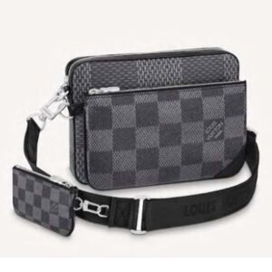 Louis Vuitton LV Unisex Trio Messenger Bag Gray Damier Graphite 3D Coated Canvas | AlmaBagz