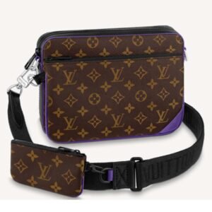 Louis Vuitton LV Unisex Trio Messenger Bag Monogram Macassar Coated Canvas Purple Cowhide | AlmaBagz