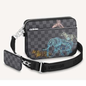 Louis Vuitton LV Unisex Trio Messenger Damier Graphite Coated Canvas Cowhide Leather | AlmaBagz