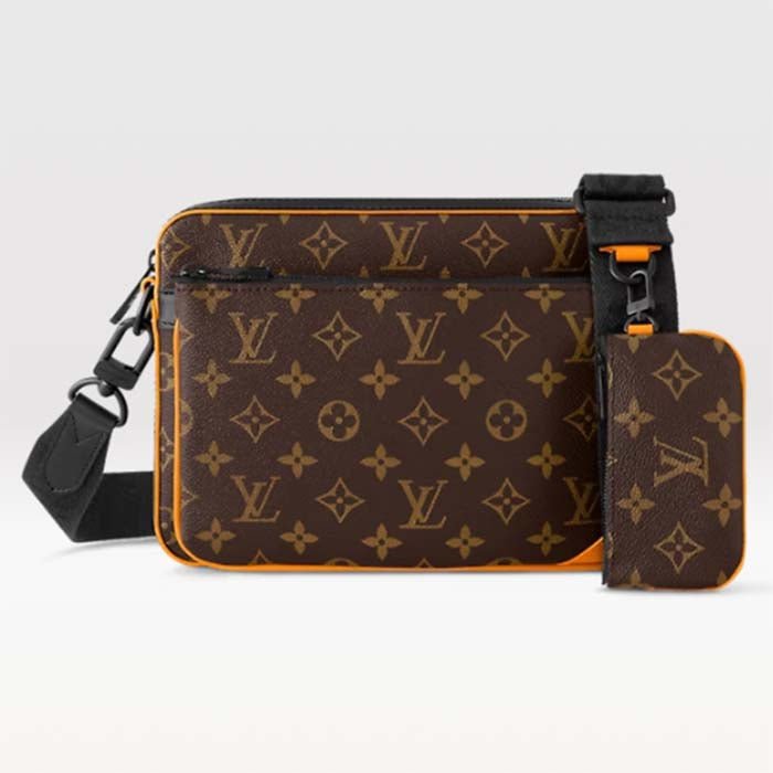 Louis Vuitton LV Unisex Trio Messenger Radiant Sun Monogram Macassar Coated Canvas | AlmaBagz