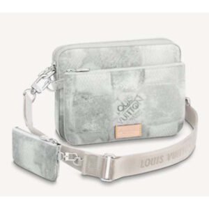 Louis Vuitton LV Unisex Trio Messenger Stone Gray Damier Salt Canvas Cowhide Leather | AlmaBagz