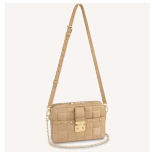 Louis Vuitton LV Women Troca MM Handbag Beige Damier Quilt Lambskin Calfskin | AlmaBagz