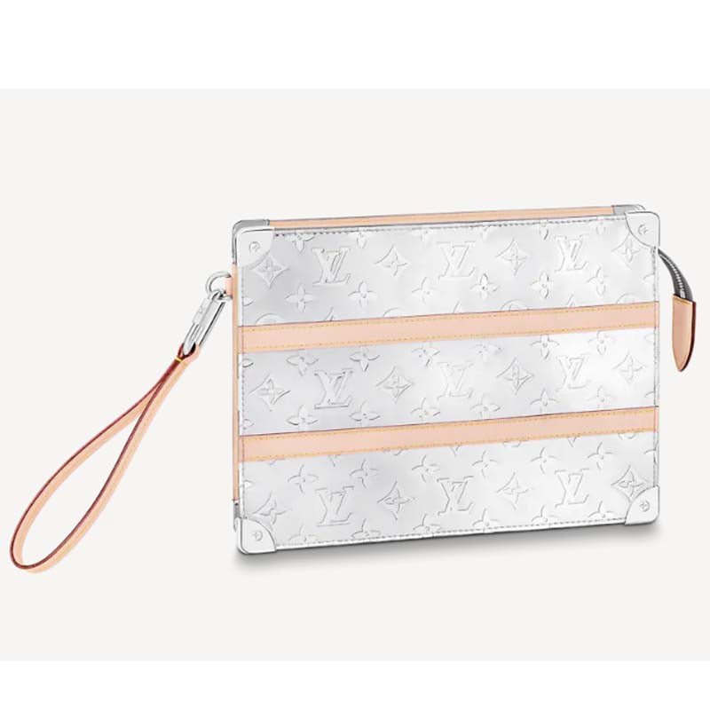 Louis Vuitton LV Unisex Trunk Pouch Silver Monogram Mirror Coated Canvas | AlmaBagz