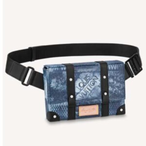 Louis Vuitton LV Unisex Trunk Slingbag Ocean Blue Damier Salt Canvas Cowhide Leather | AlmaBagz