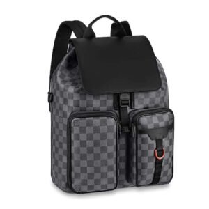 Louis Vuitton LV Unisex Utility Backpack Damier Graphite Coated Canvas Cowhide Leather | AlmaBagz