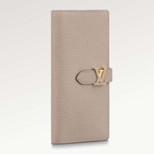 Louis Vuitton LV Unisex Vertical Wallet Galet Beige Aquamarine Blue Taurillon Cowhide Leather | AlmaBagz