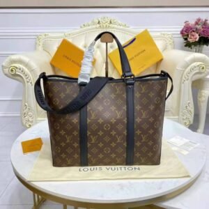 Louis Vuitton LV Unisex WeekEnd Tote PM Monogram Macassar Coated Canvas Cowhide Leather | AlmaBagz