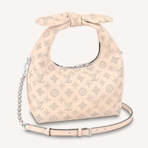 Louis Vuitton LV Women Why Knot PM Handbag Cream Beige Perforated Mahina Calf Leather | AlmaBagz