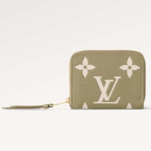 Louis Vuitton LV Unisex Zippy Coin Purse Khaki Cream Monogram Empreinte Embossed Cowhide Leather | AlmaBagz
