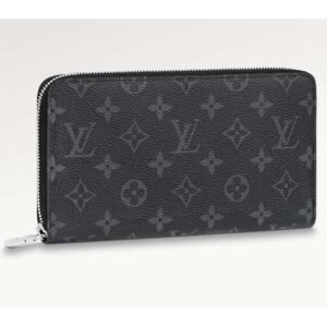 Louis Vuitton LV Unisex Zippy Organizer Monogram Eclipse Coated Canvas Cowhide Leather | AlmaBagz