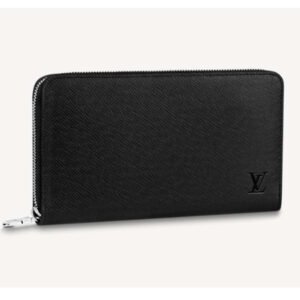 Louis Vuitton LV Unisex Zippy Organizer Wallet Taiga Leather Black Noir | AlmaBagz