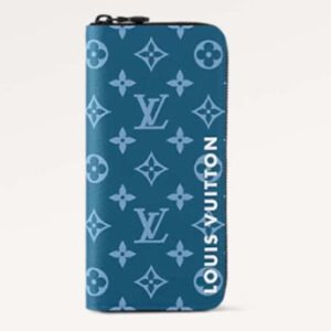 Louis Vuitton LV Unisex Zippy Vertical Wallet Atlantic Blue Monogram Coated Canvas | AlmaBagz