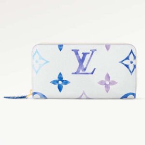 Louis Vuitton LV Unisex Zippy Wallet Blue Monogram Coated Canvas Zip Closure | AlmaBagz