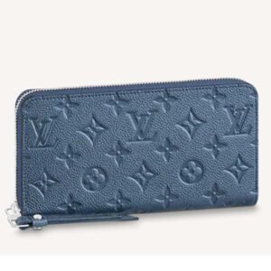 Louis Vuitton LV Unisex Zippy Wallet Navy Nacre Embossed Grained Cowhide Leather | AlmaBagz