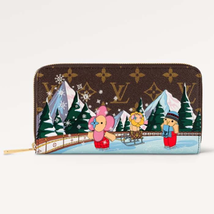 Louis Vuitton LV Unisex Zippy Wallet Pink Monogram Coated Canvas Grained Cowhide Leather | AlmaBagz