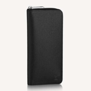 Louis Vuitton LV Unisex Zippy Wallet Vertical Taiga Black Cowhide Leather | AlmaBagz