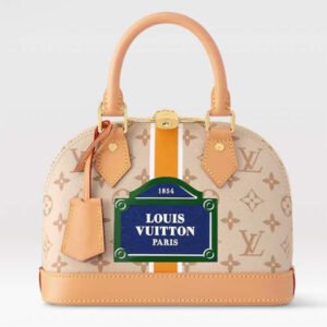 Louis Vuitton LV Women Alma BB Handbag Beige Ocher Monopaname Coated Canvas Cowhide Leather | AlmaBagz