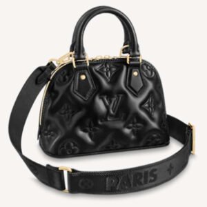 Louis Vuitton LV Women Alma BB Handbag Black Quilted Embroidered Smooth Calf | AlmaBagz