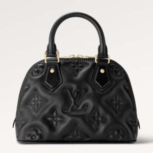 Louis Vuitton LV Women Alma BB Handbag Black Quilted Embroidered Smooth Calf Leather | AlmaBagz