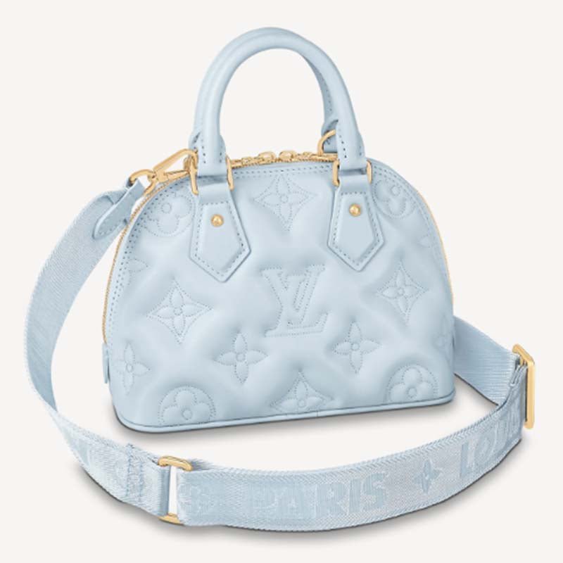 Louis Vuitton LV Women Alma BB Handbag Blue Quilted Embroidered Smooth Calf | AlmaBagz