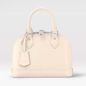 Louis Vuitton LV Women Alma BB Handbag Quartz White Epi Grained Cowhide Leather | AlmaBagz