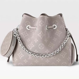 Louis Vuitton LV Women Bella Bucket Bag Gray Mahina Perforated Calfskin Leather | AlmaBagz