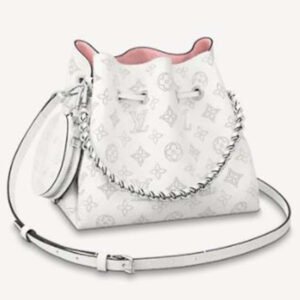 Louis Vuitton LV Women Bella Bucket Bag White Mahina Perforated Calf Leather | AlmaBagz