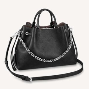 Louis Vuitton LV Women Bella Tote Black Mahina Perforated Calfskin | AlmaBagz