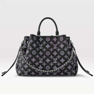 Louis Vuitton LV Women Bella Tote Black Perforated Mahina Calf Leather | AlmaBagz