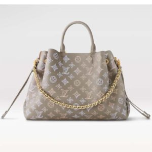 Louis Vuitton LV Women Bella Tote Gray Mahina Perforated Calfskin Leather | AlmaBagz