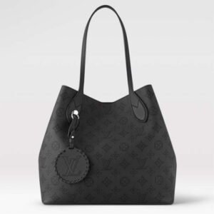Louis Vuitton LV Women Blossom MM Tote Bag Black Mahina Perforated Calfskin Leather | AlmaBagz