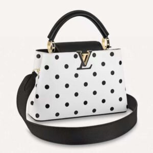 Louis Vuitton LV Women Capucines BB Black White Calfskin Cowhide Leather | AlmaBagz
